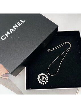 Chanel CC Logo Line Stone Necklace